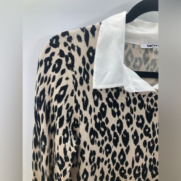 NWT DKNYC animal print collard sweater - Picture 3 of 5